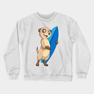 Meerkat as Surfer with Surfboard Crewneck Sweatshirt